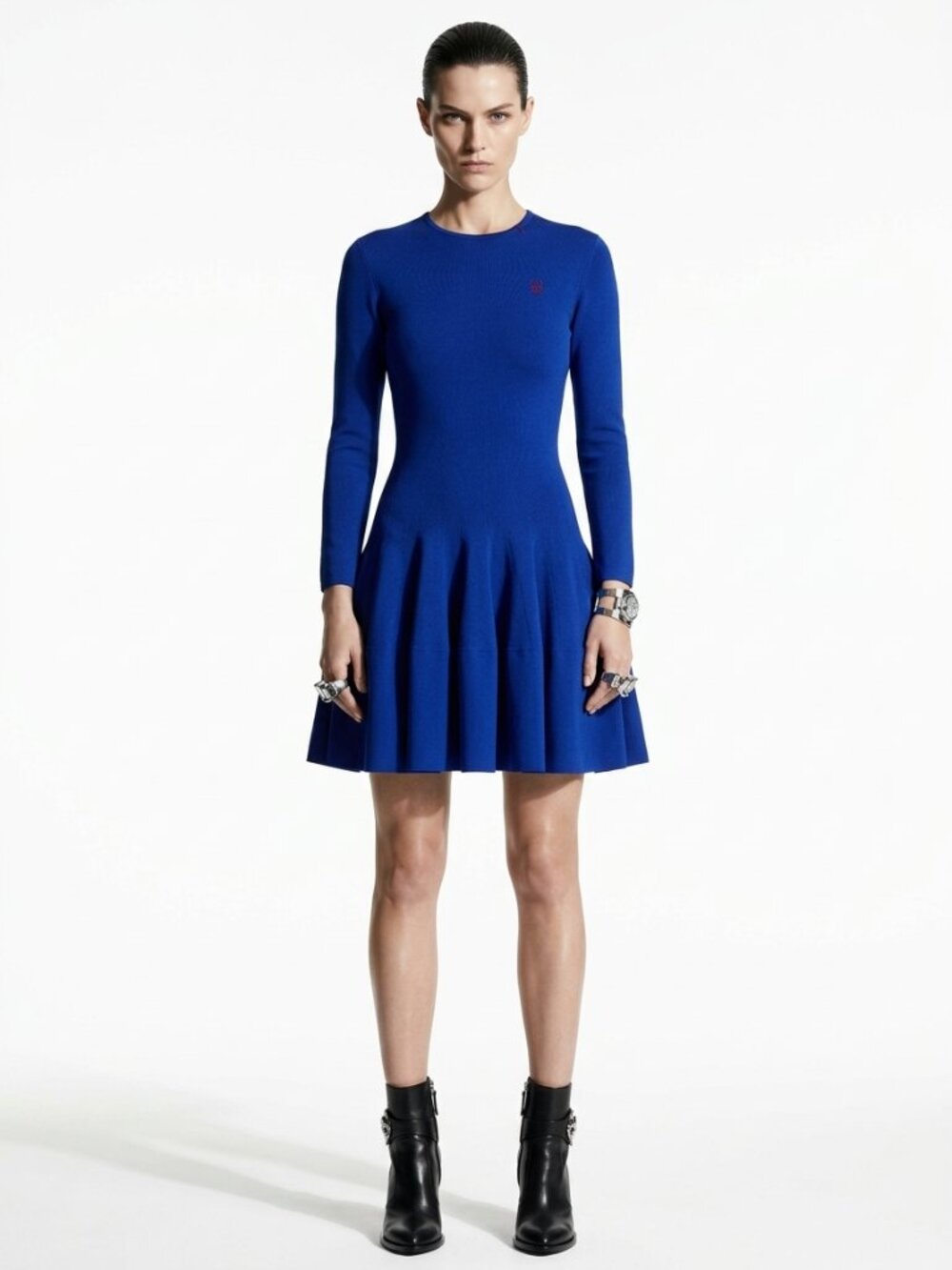 $2100 Alexander McQueen 2010 Vintage Royal Blue Wool Fitted Stretch Dress M 8
